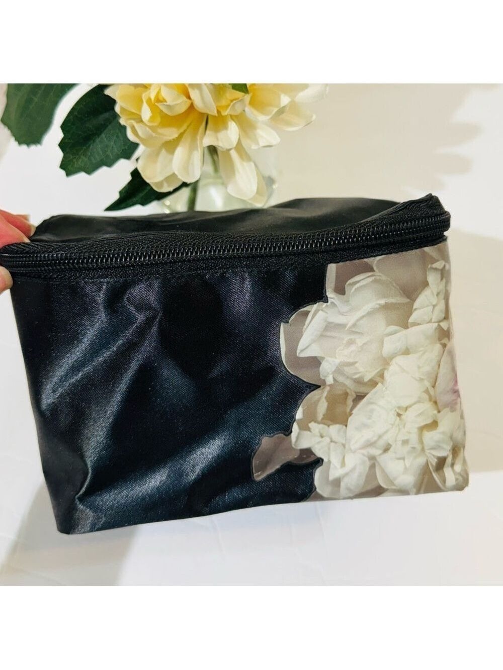 Wacoal Black Floral Cosmetic Bag